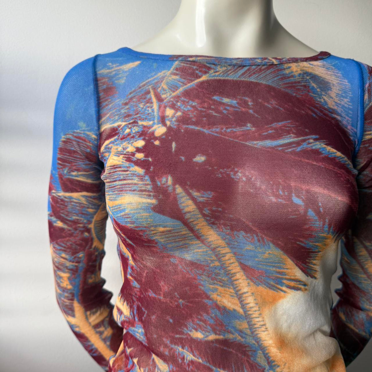 Jean Paul Gaultier Mesh Palm Tree Long Sleeved Top