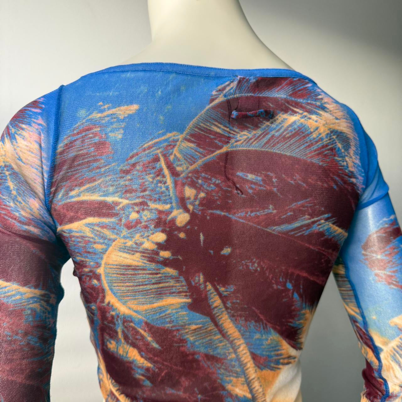 Jean Paul Gaultier Mesh Palm Tree Long Sleeved Top