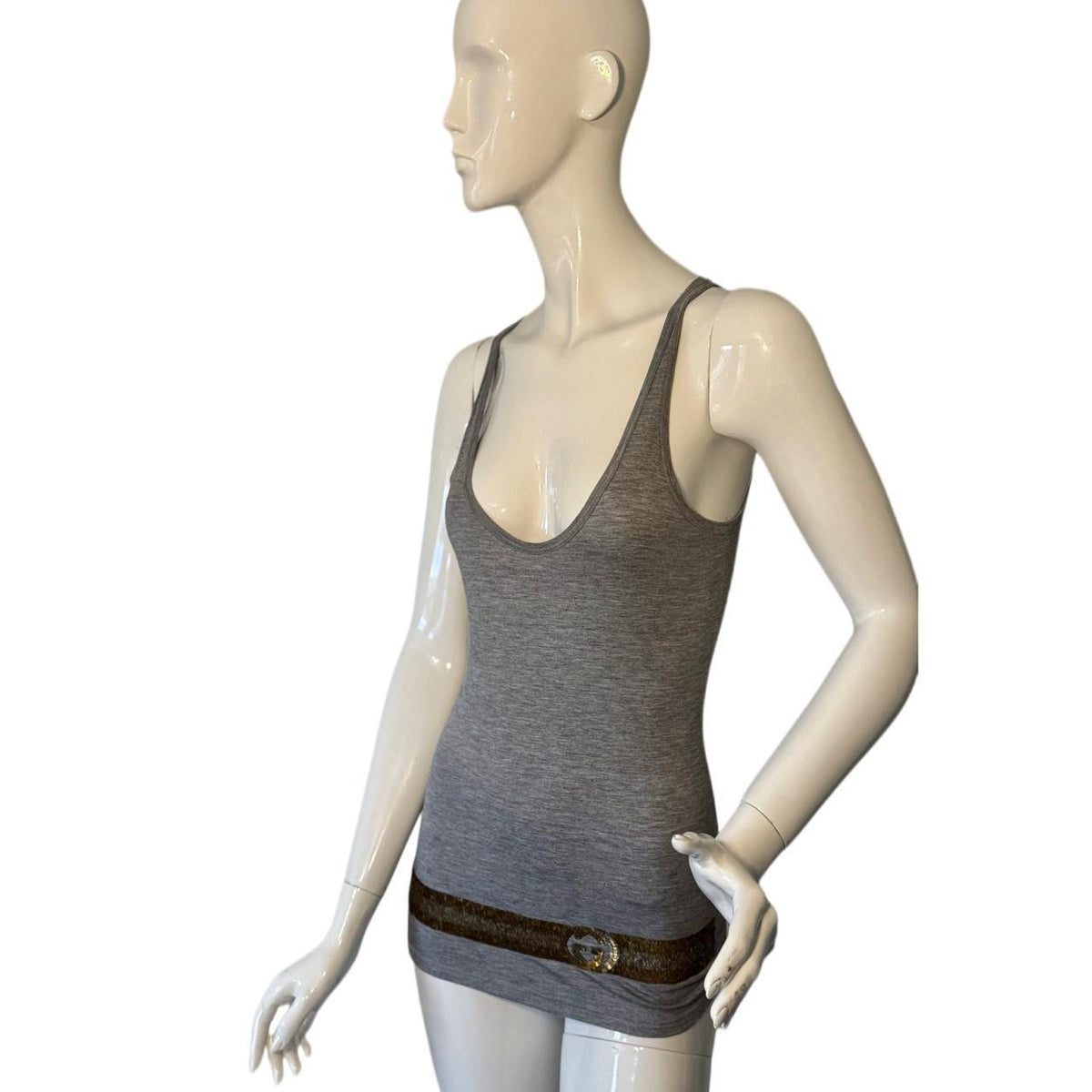Gucci Sequin Embellished Grey Tank Top