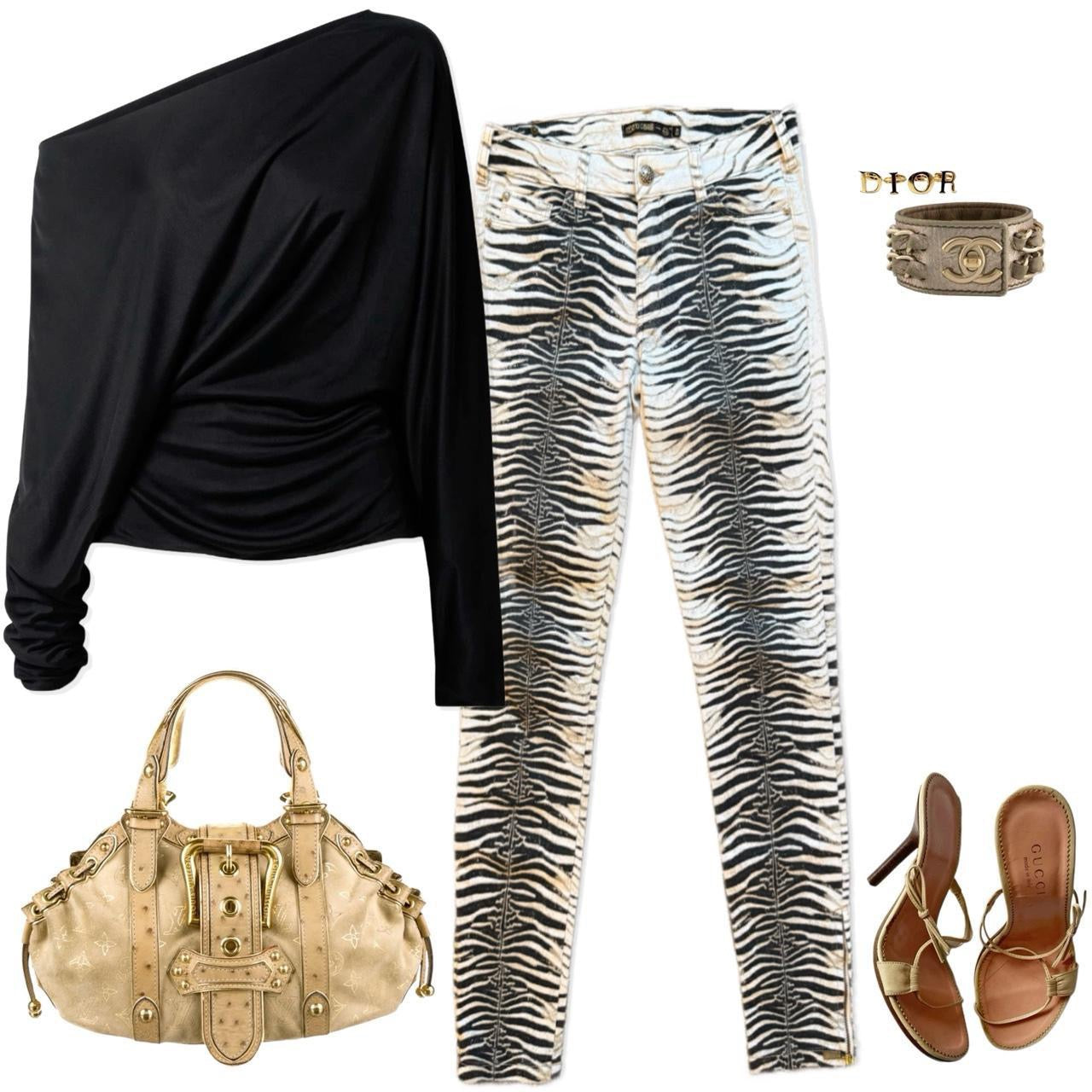 Roberto Cavalli Skinny Zebra Print Jeans