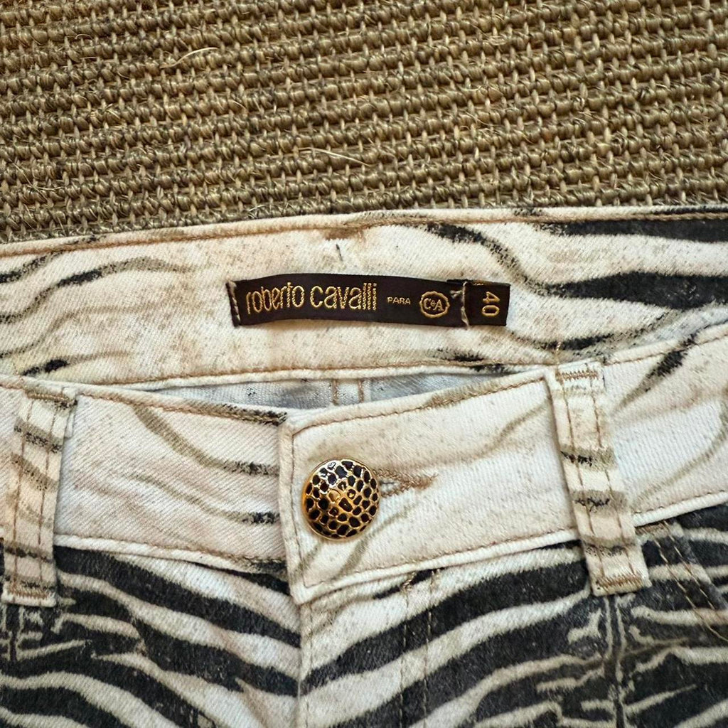 Roberto Cavalli Skinny Zebra Print Jeans