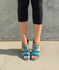 Sergio Rossi Blue Snakeskin Cage Heels