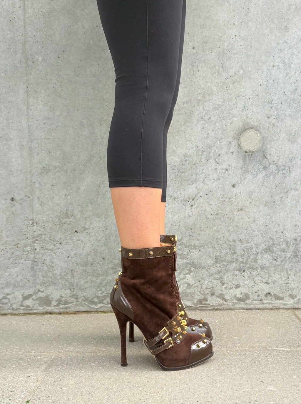 Dsquared2 Brown Studded Western Heel Ankle Boots