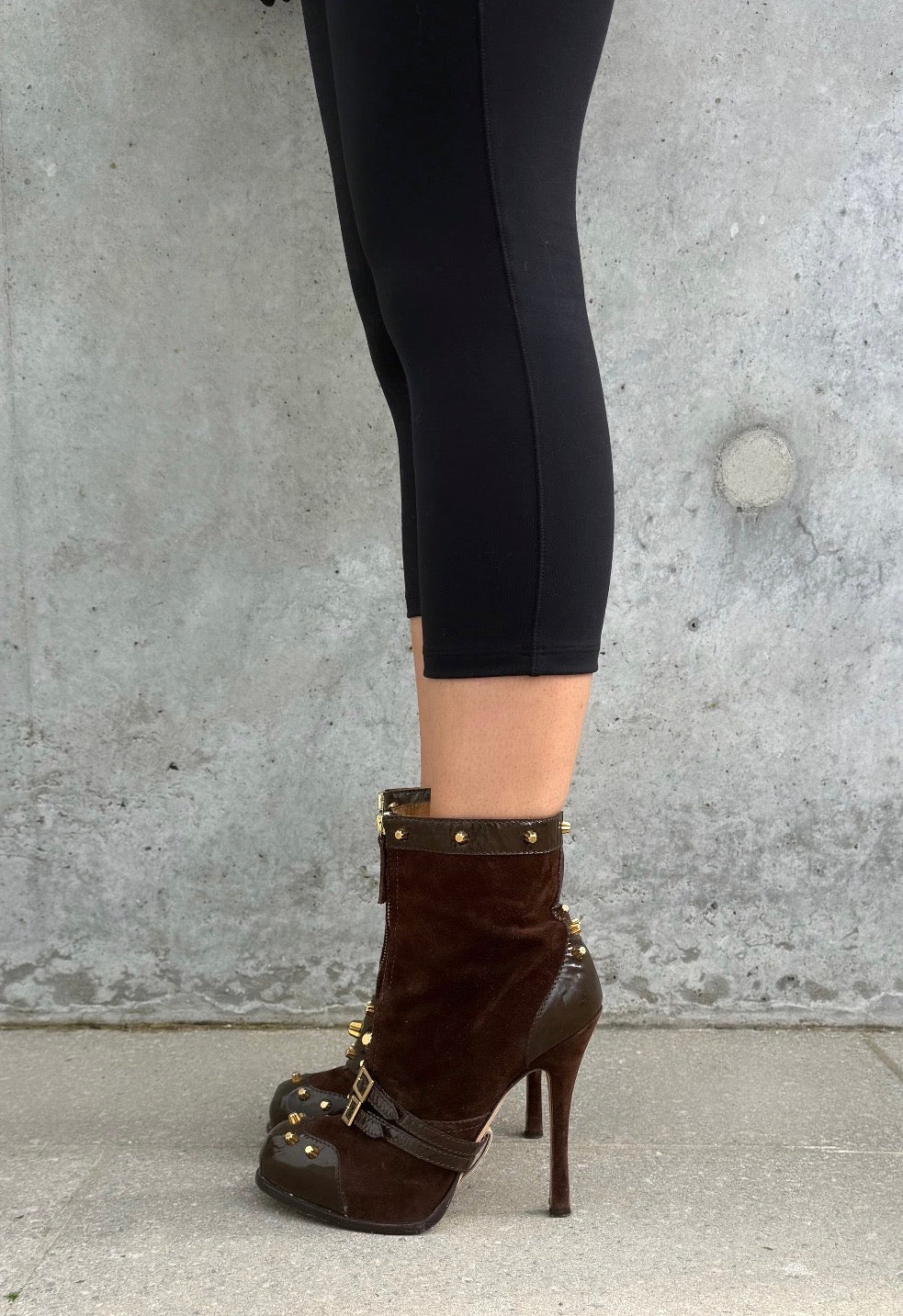 Dsquared2 Brown Studded Western Heel Ankle Boots