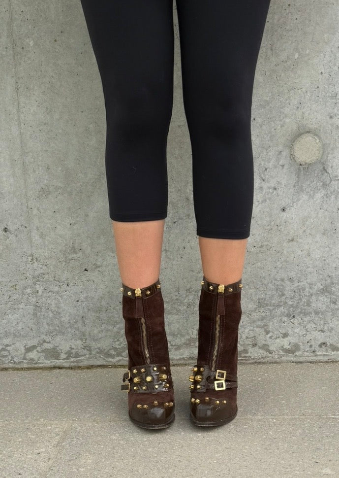 Dsquared2 Brown Studded Western Heel Ankle Boots
