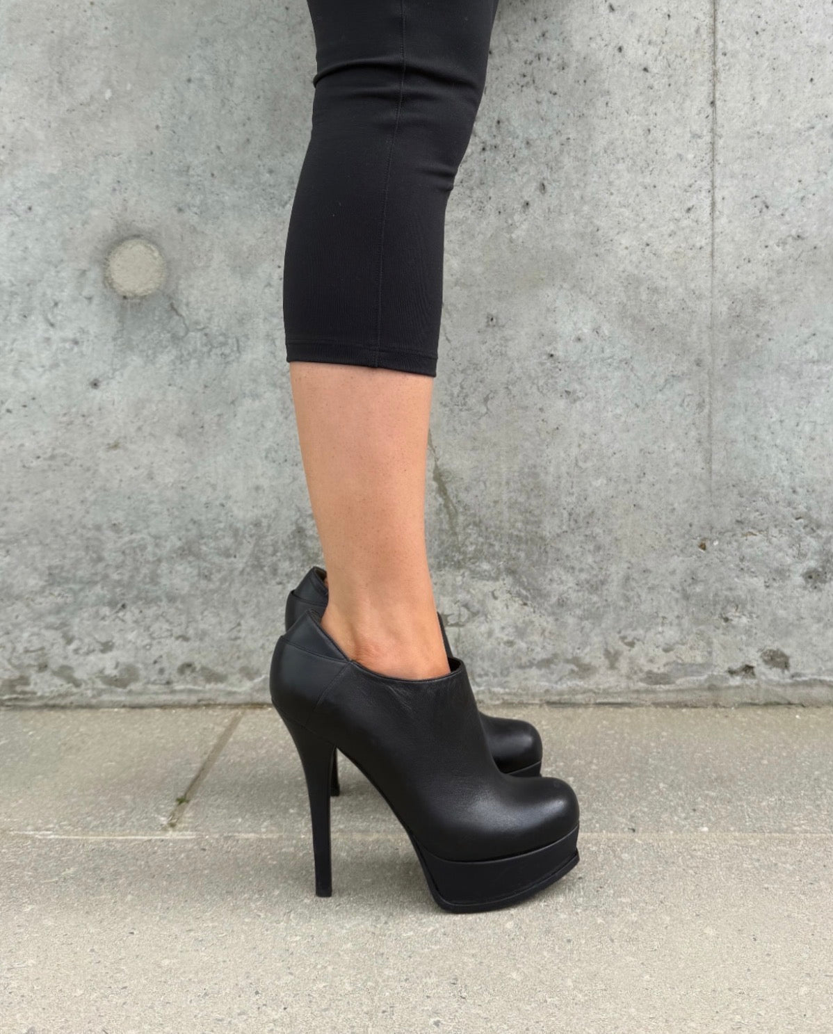 Fendi FF Black Leather Stiletto Ankle Boots