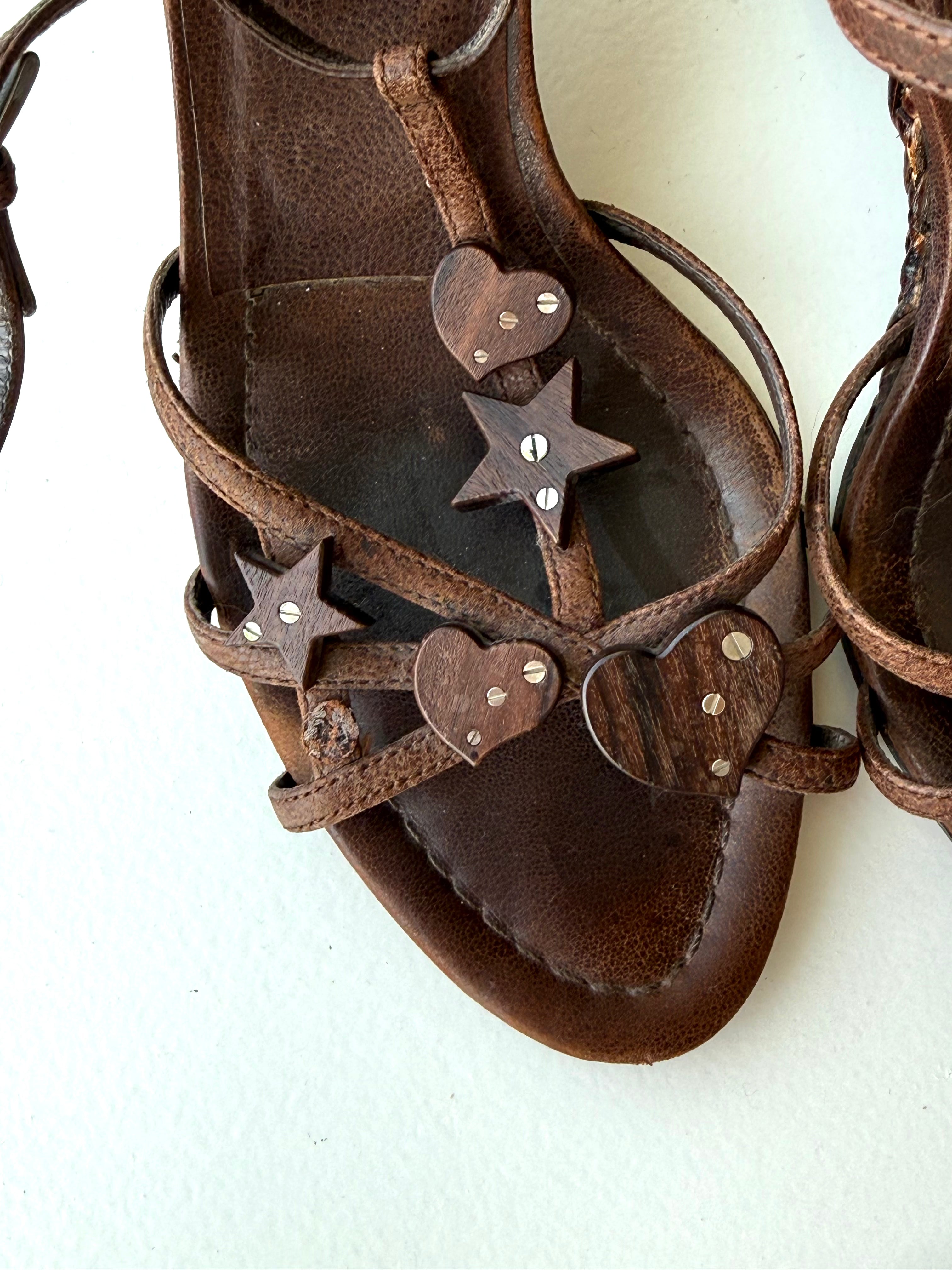 Prada Brown Raffia Wedge Sandals