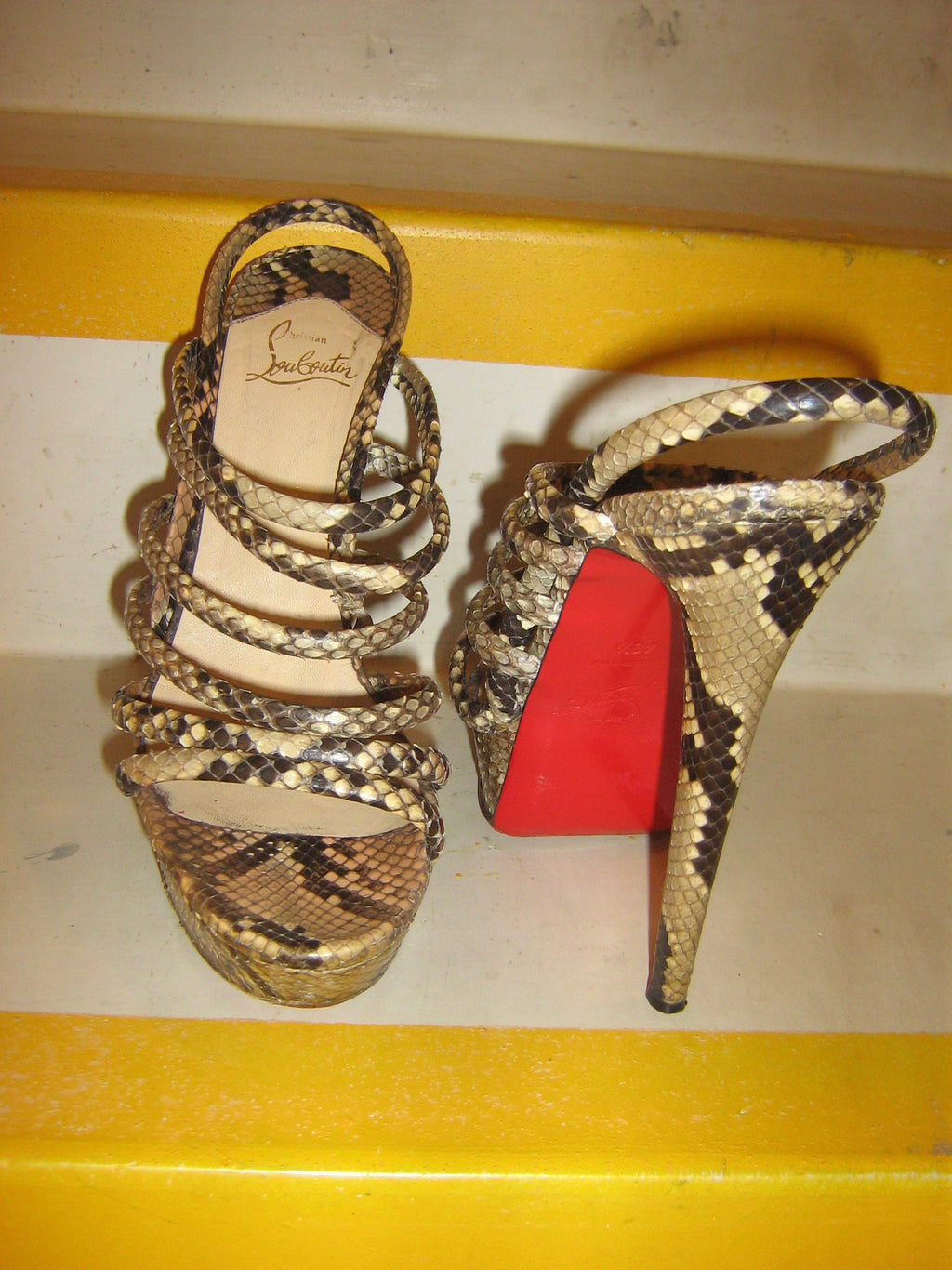 Christian Louboutin Snakeskin Platform Heel Sandals