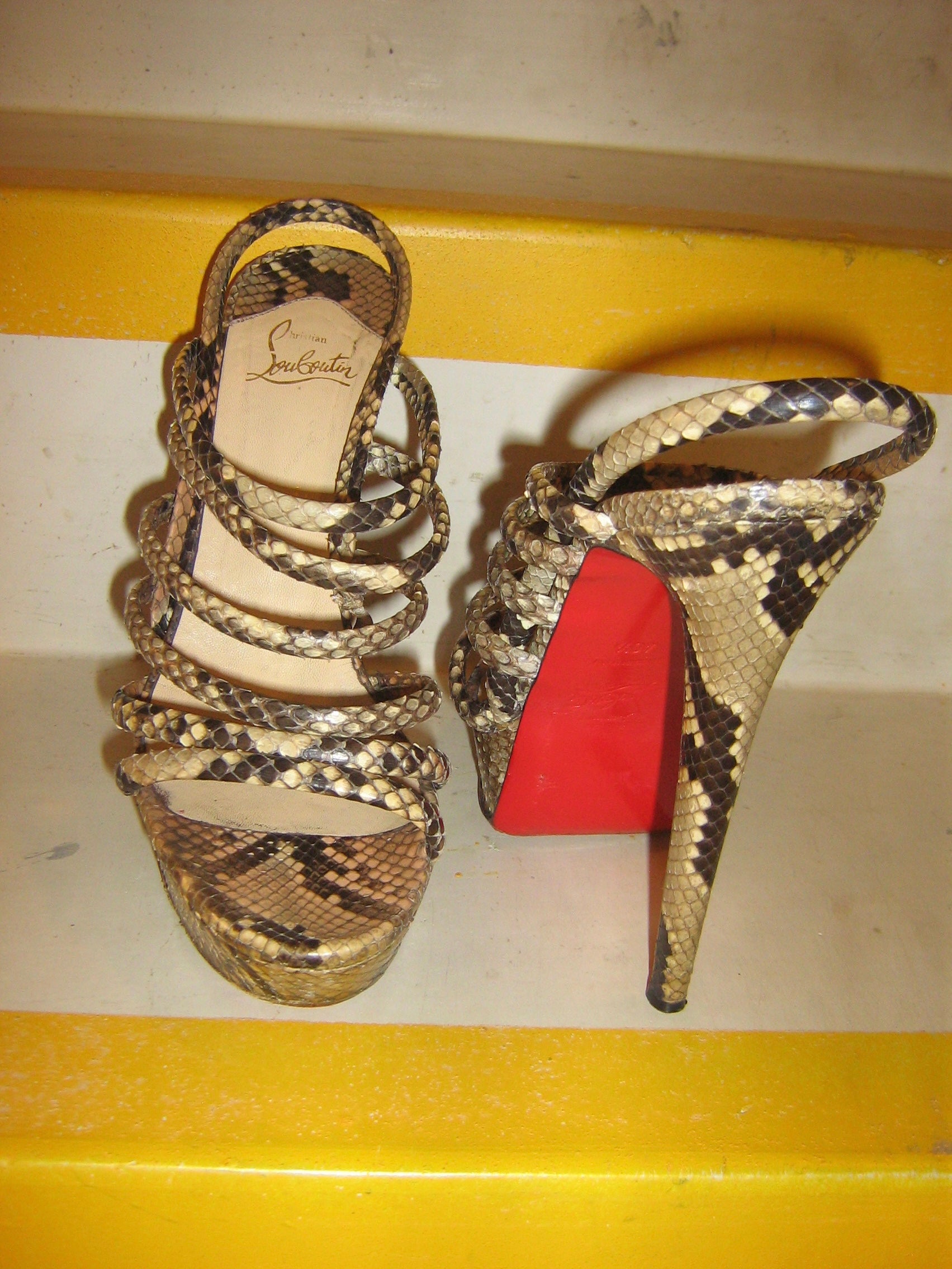 Christian Louboutin Snakeskin Platform Heel Sandals