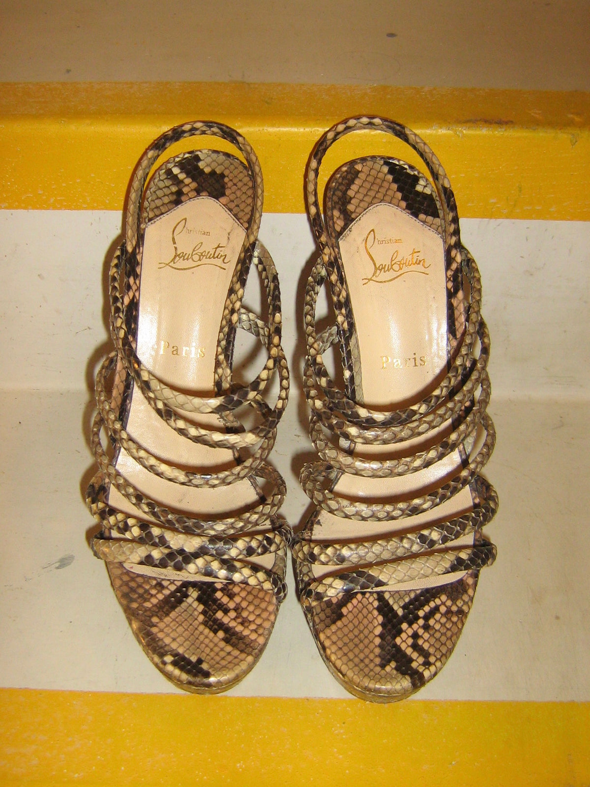 Christian Louboutin Snakeskin Platform Heel Sandals