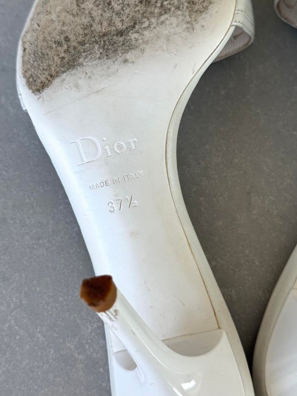 Dior White Logo Heel Sandals