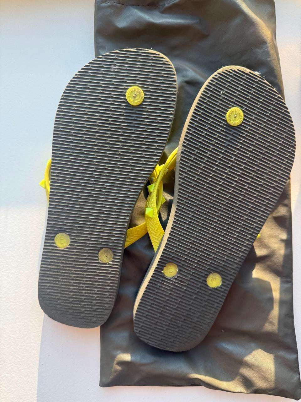 Valentino x Havaianas Neon Green Rockstud Flip Flops