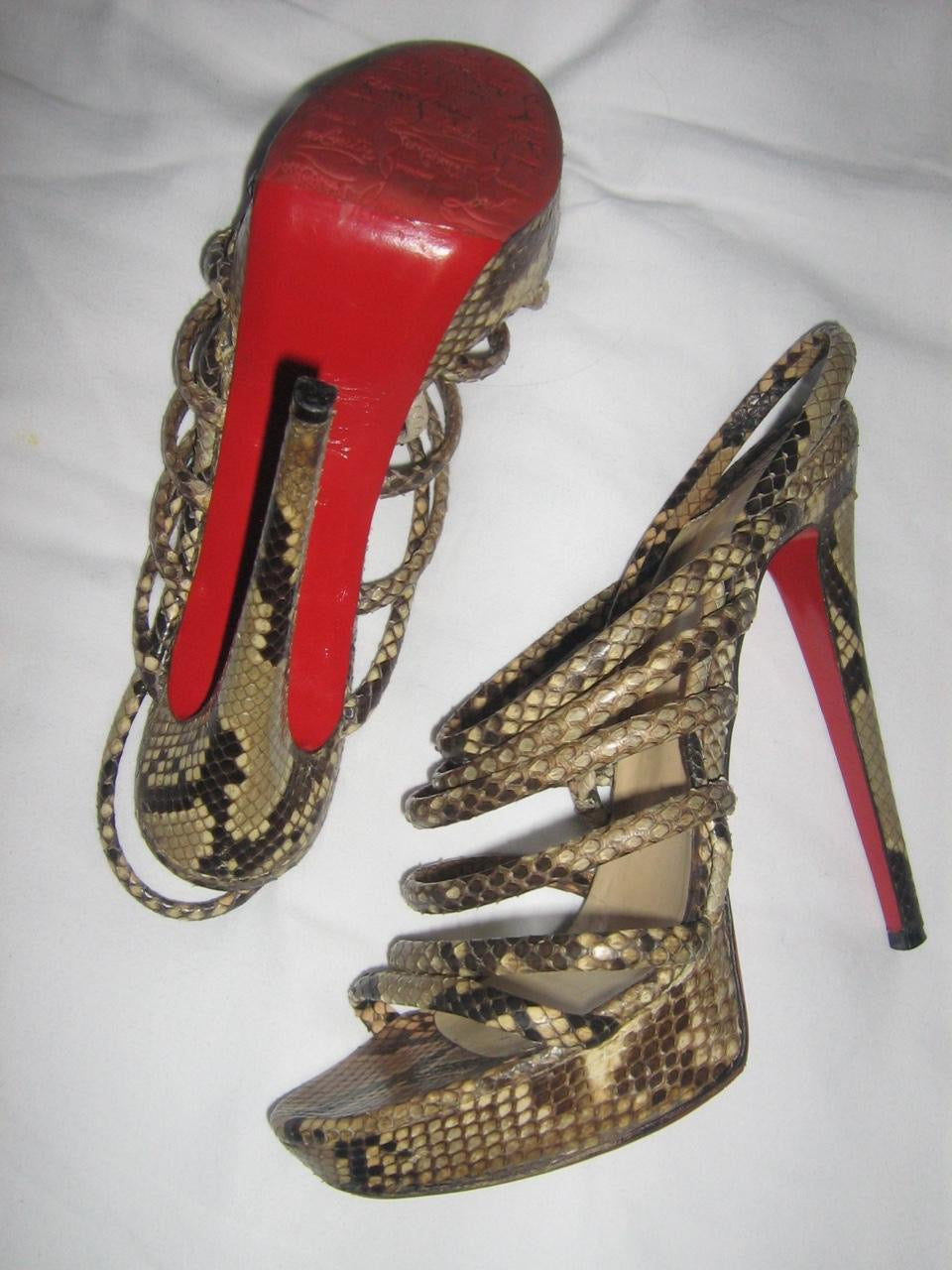 Christian Louboutin Snakeskin Platform Heel Sandals