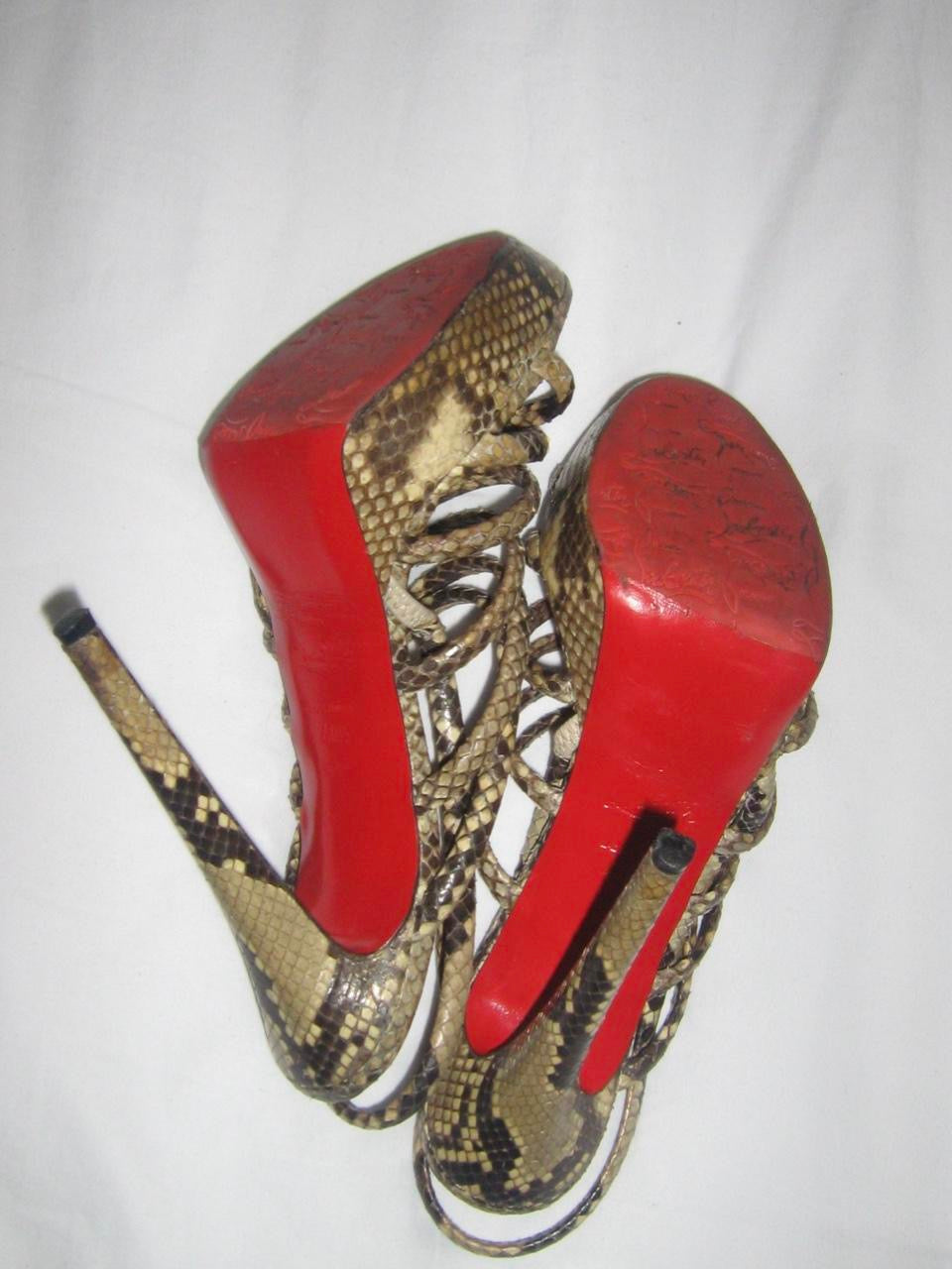 Christian Louboutin Snakeskin Platform Heel Sandals