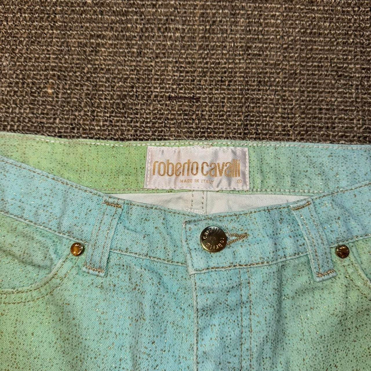 Roberto Cavalli Green and Blue Gradient Jeans