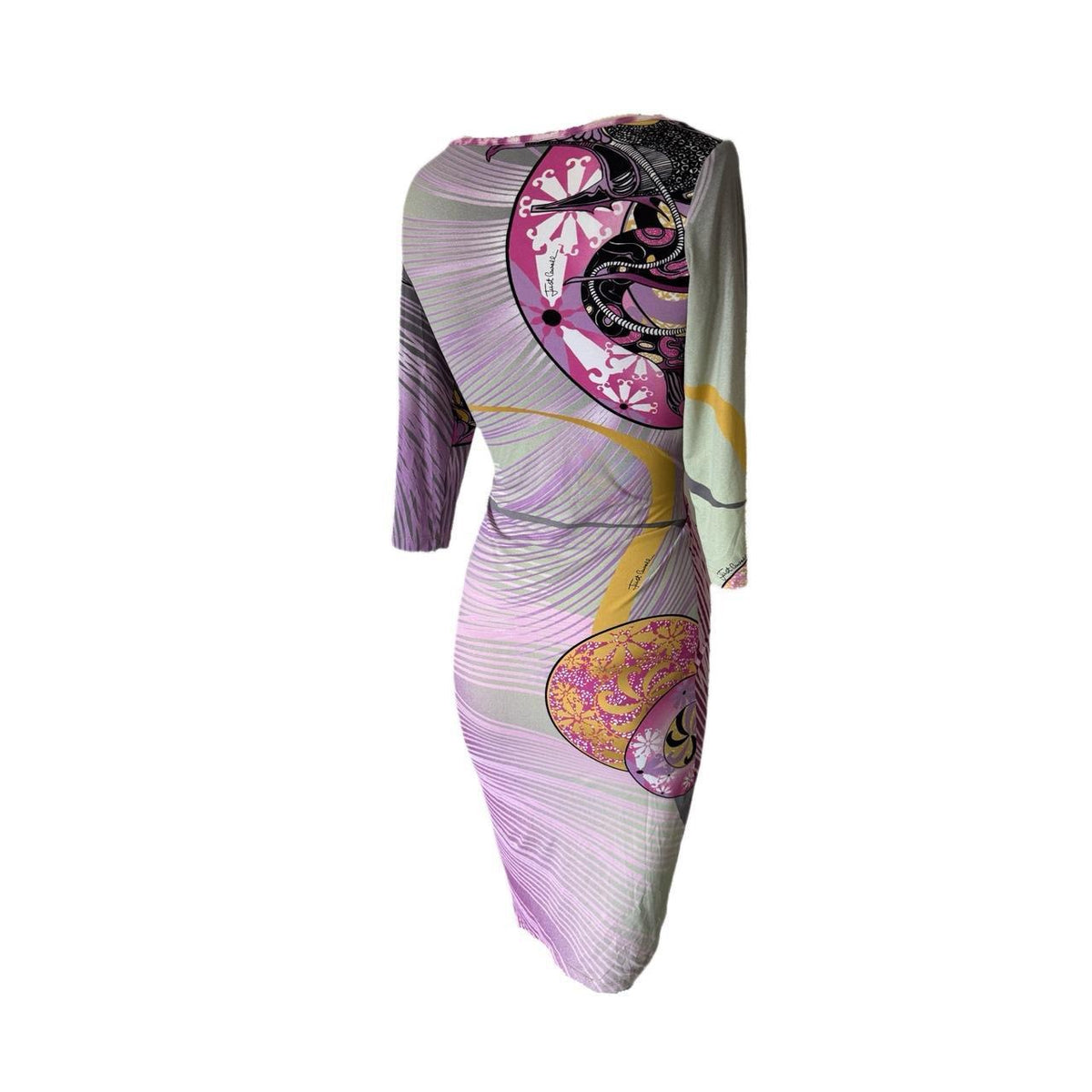 Just Cavalli Purple Dragon Print Bodycon Midi Dress