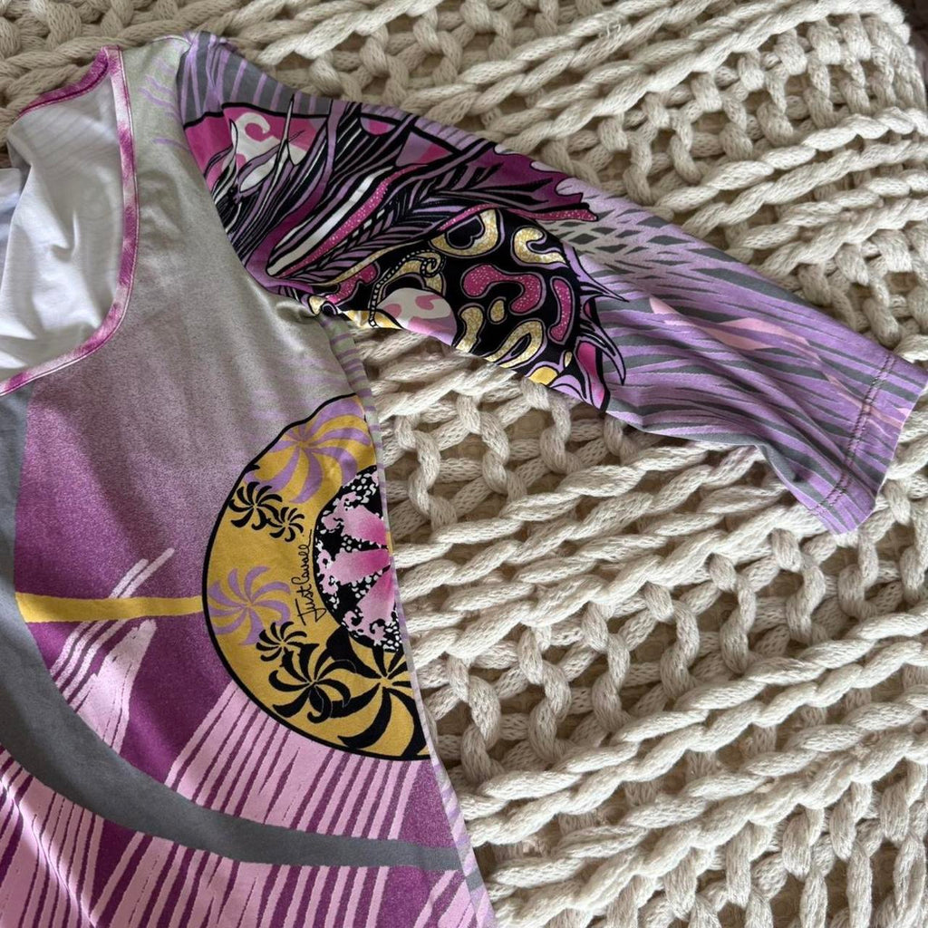 Just Cavalli Purple Dragon Print Bodycon Midi Dress