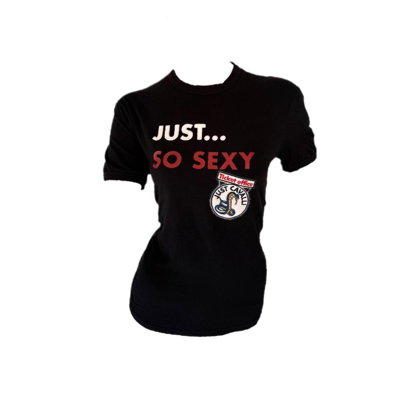 Just Cavalli ‘Just So Sexy’ Slogan T-Shirt in Black