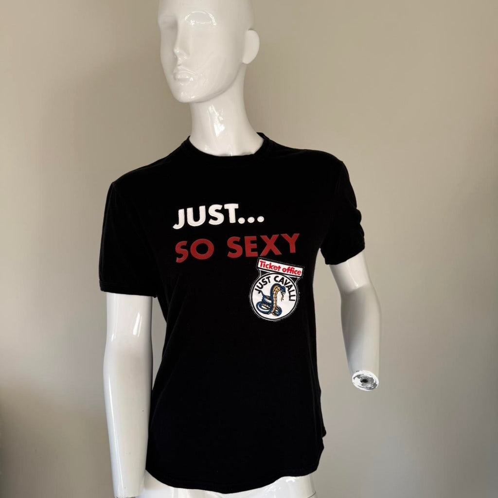 Just Cavalli ‘Just So Sexy’ Slogan T-Shirt in Black