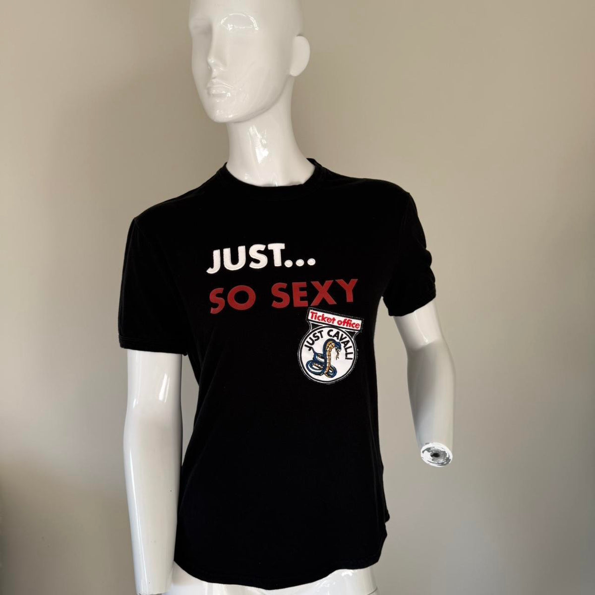 Just Cavalli ‘Just So Sexy’ Slogan T-Shirt in Black