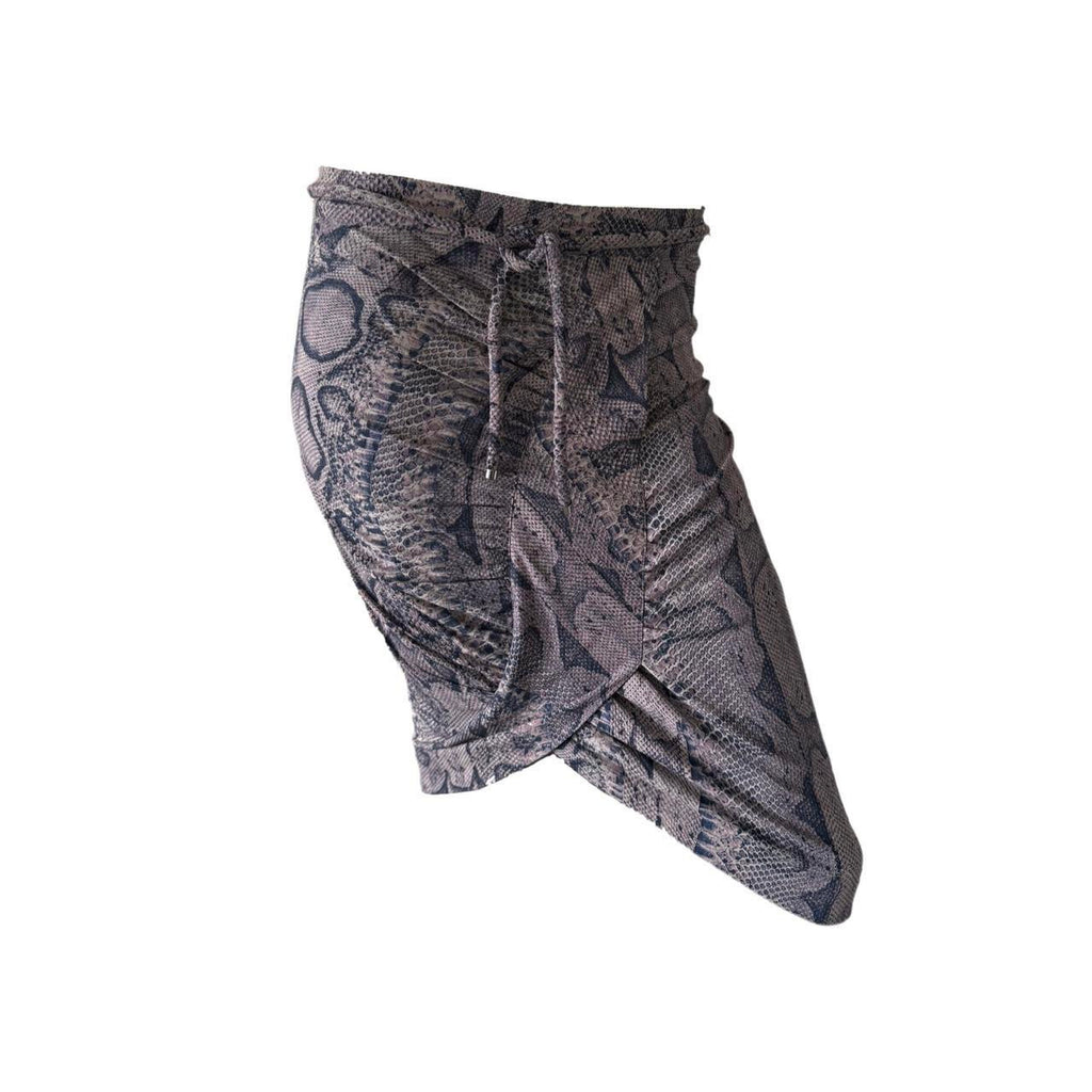 Roberto Cavalli Grey Snakeskin Print Asymmetrical Midi Skirt