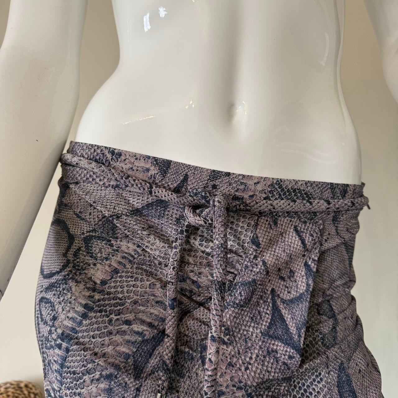 Roberto Cavalli Grey Snakeskin Print Asymmetrical Midi Skirt