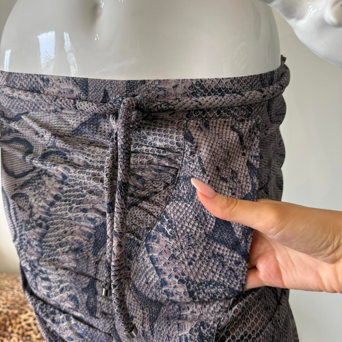 Roberto Cavalli Grey Snakeskin Print Asymmetrical Midi Skirt