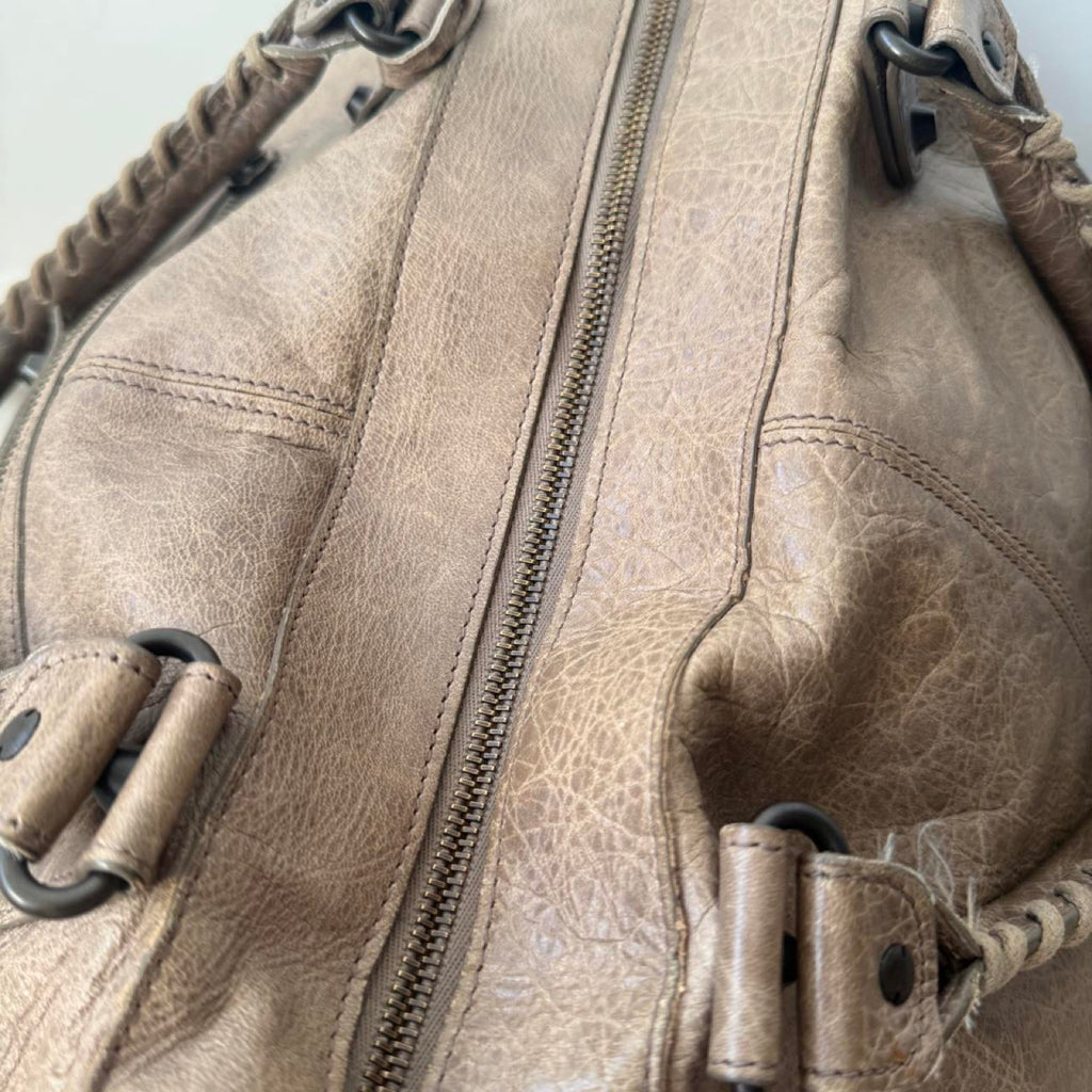 Balenciaga City Brown Leather Moto Classic Work Bag