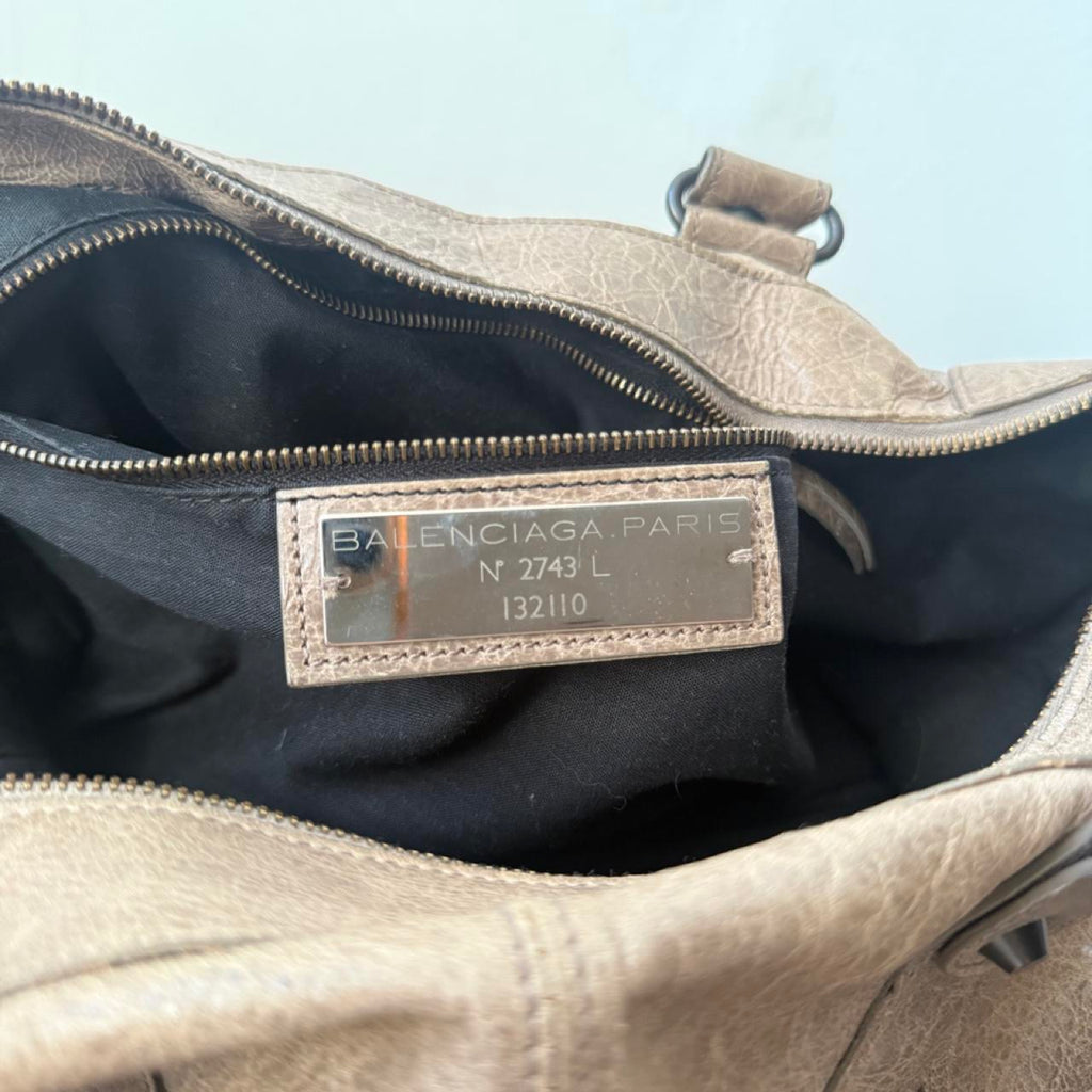 Balenciaga City Brown Leather Moto Classic Work Bag