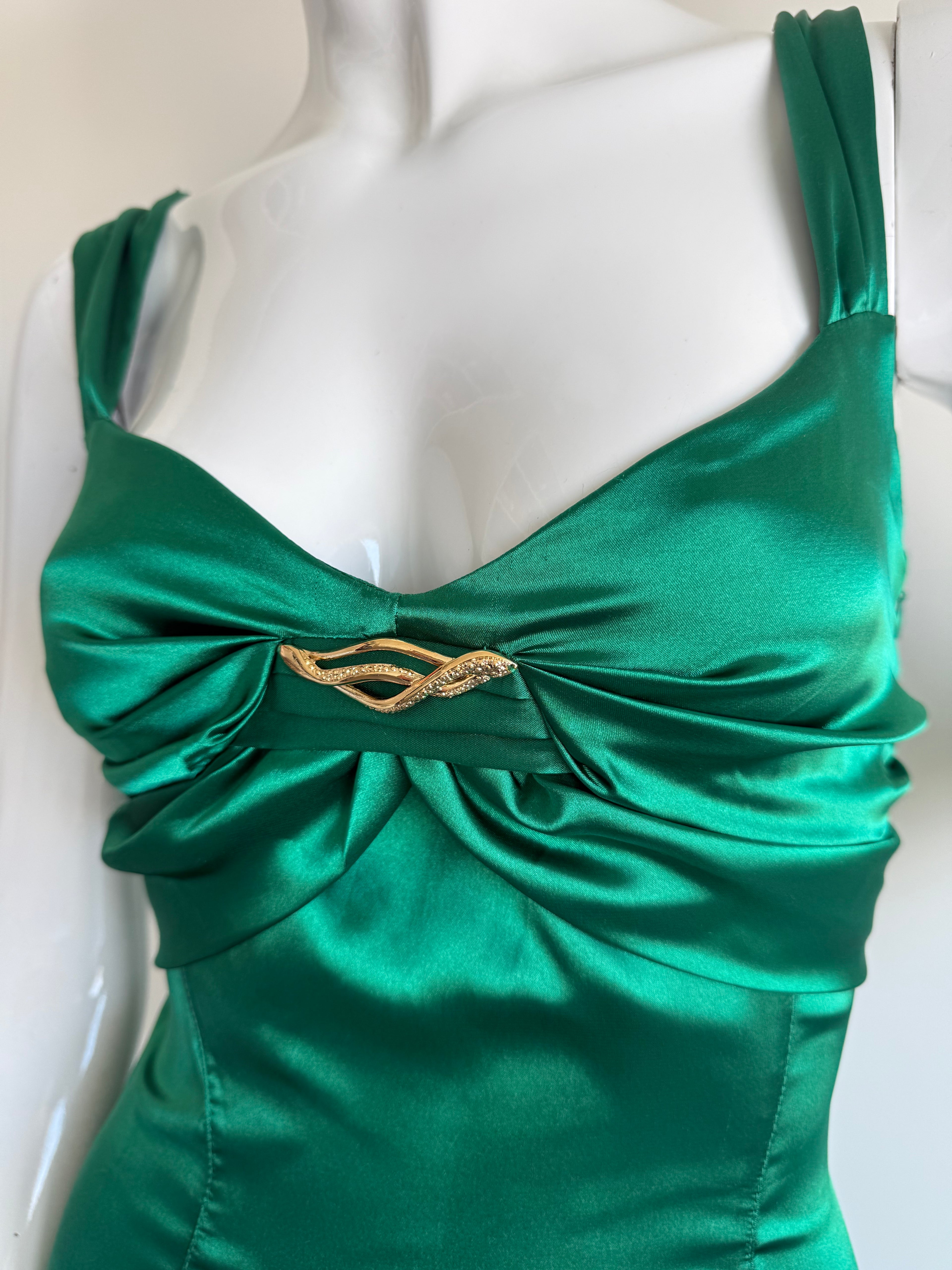Roberto Cavalli Green Bodycon Ruched Midi Dress