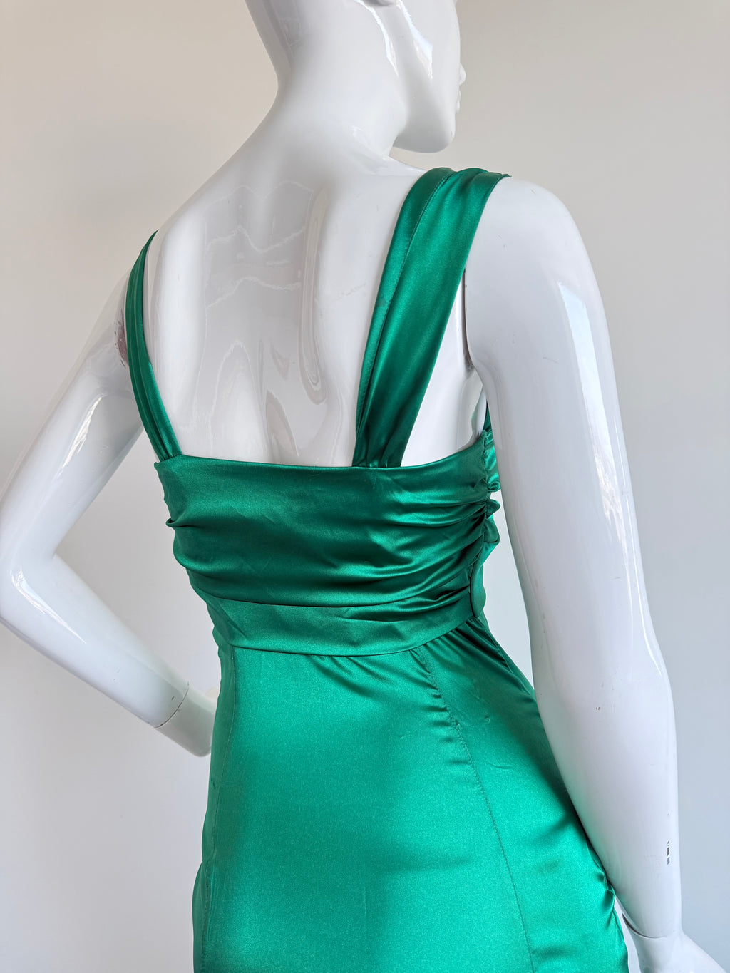 Roberto Cavalli Green Bodycon Ruched Midi Dress
