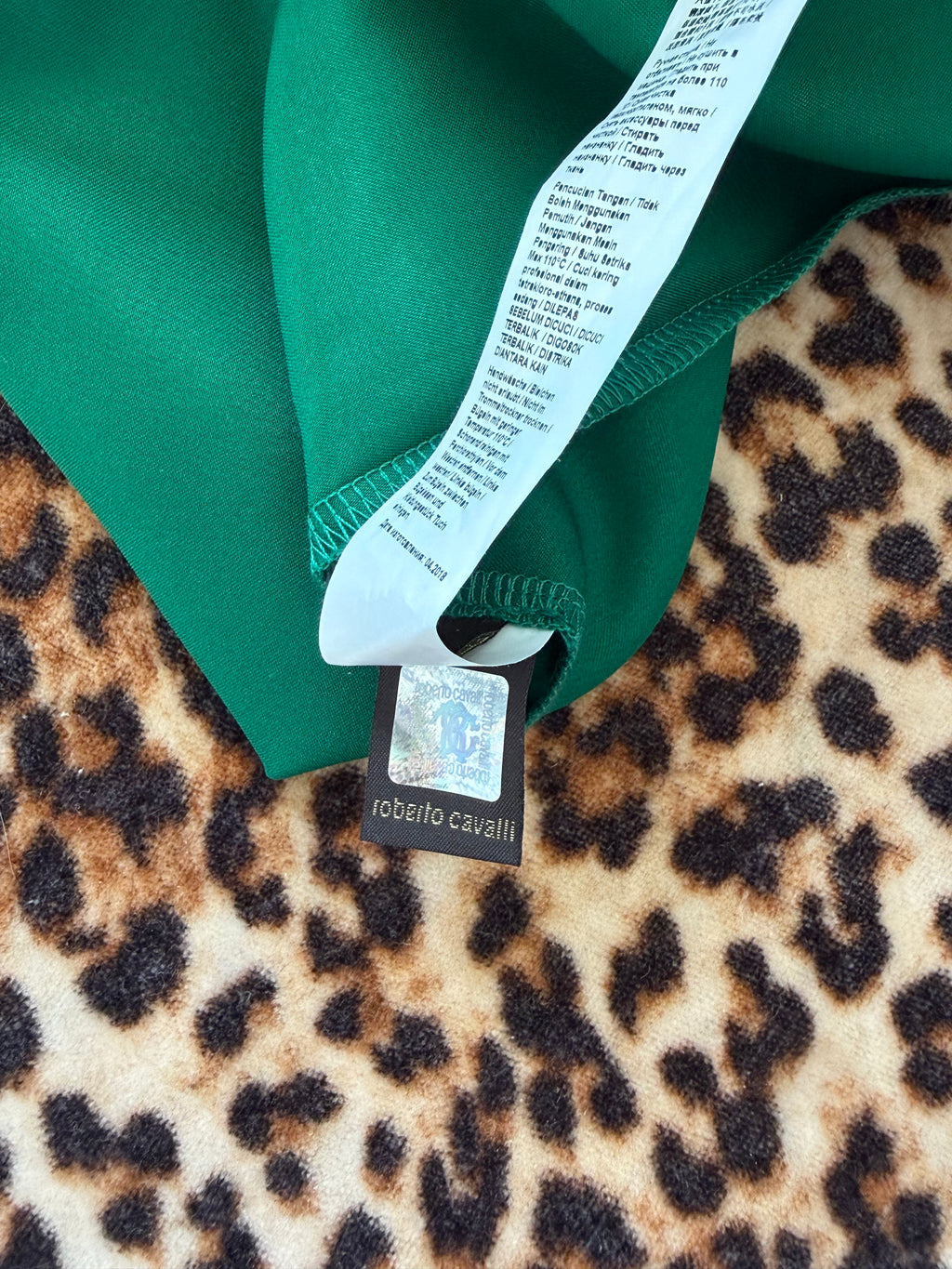 Roberto Cavalli Green Bodycon Ruched Midi Dress