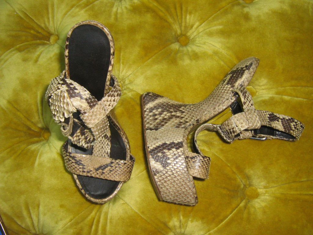 Giuseppe Zanotti Snakeskin Heelless Sandals