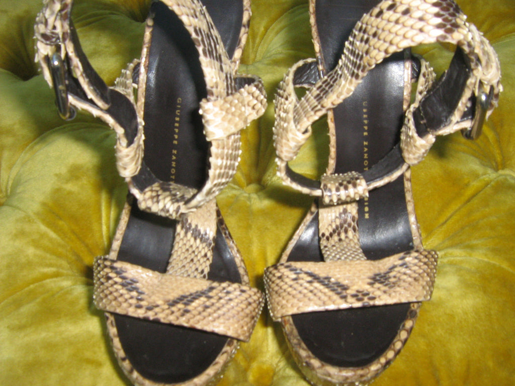 Giuseppe Zanotti Snakeskin Heelless Sandals
