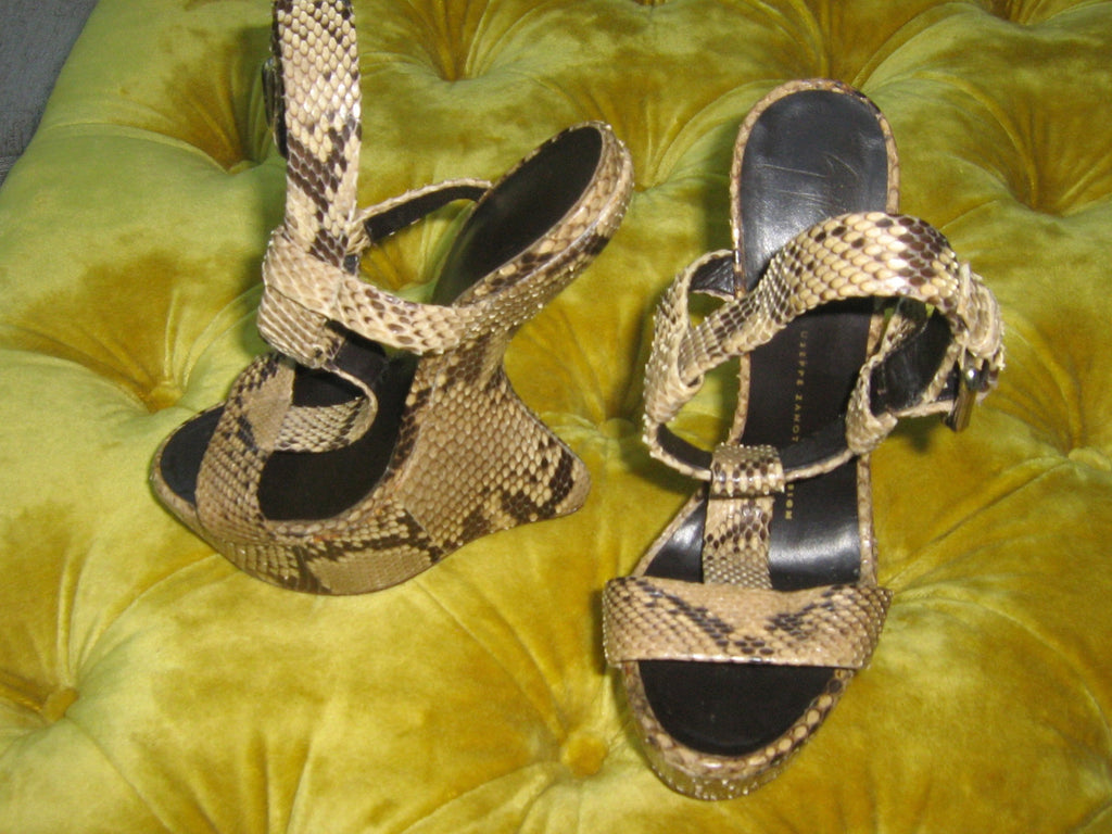 Giuseppe Zanotti Snakeskin Heelless Sandals