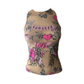 Versace Mesh Tattoo Slogan Tank Top
