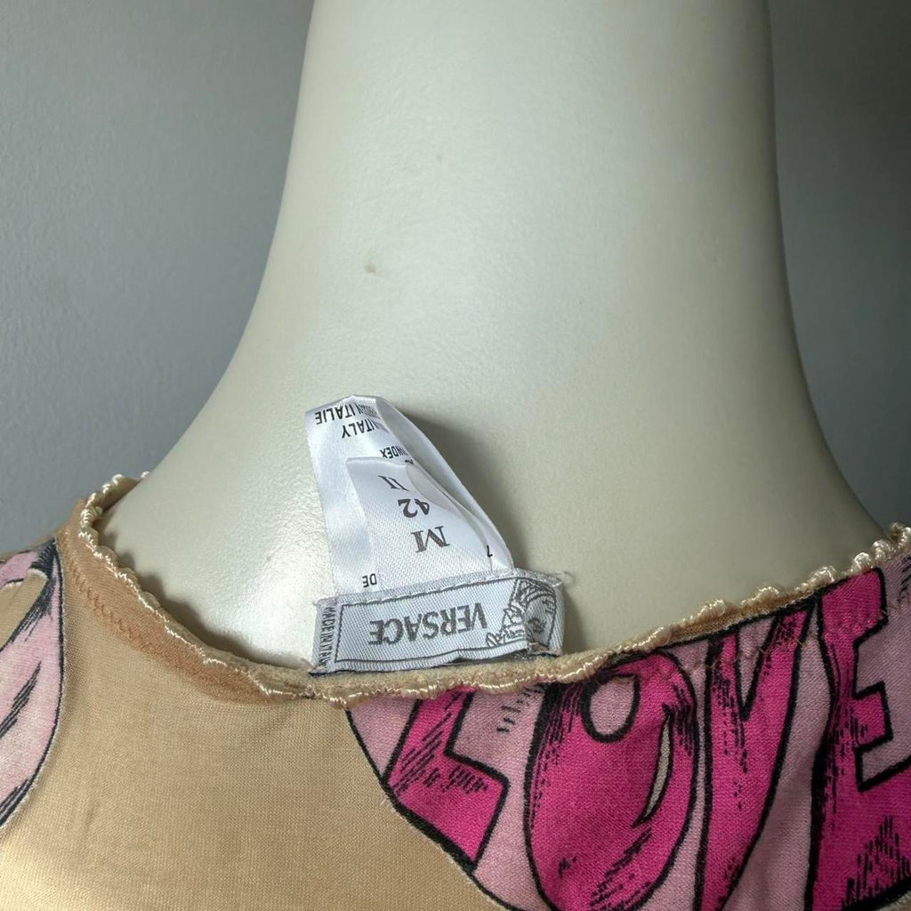 Versace Mesh Tattoo Slogan Tank Top
