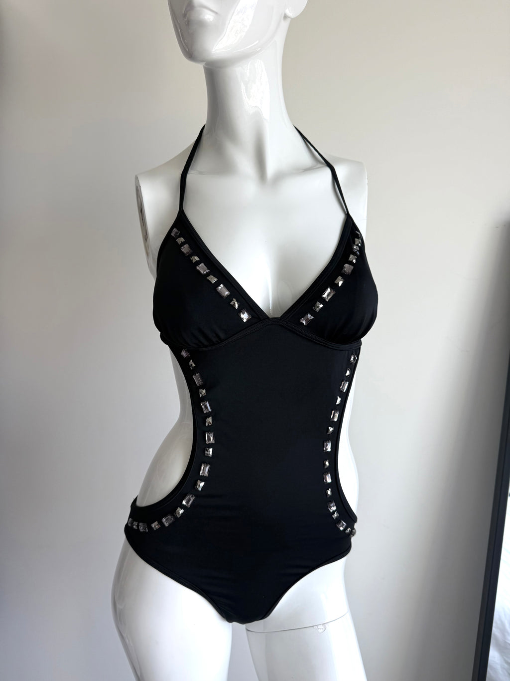 Dorothy Perkins Embellished Black Cutout Swimsuit