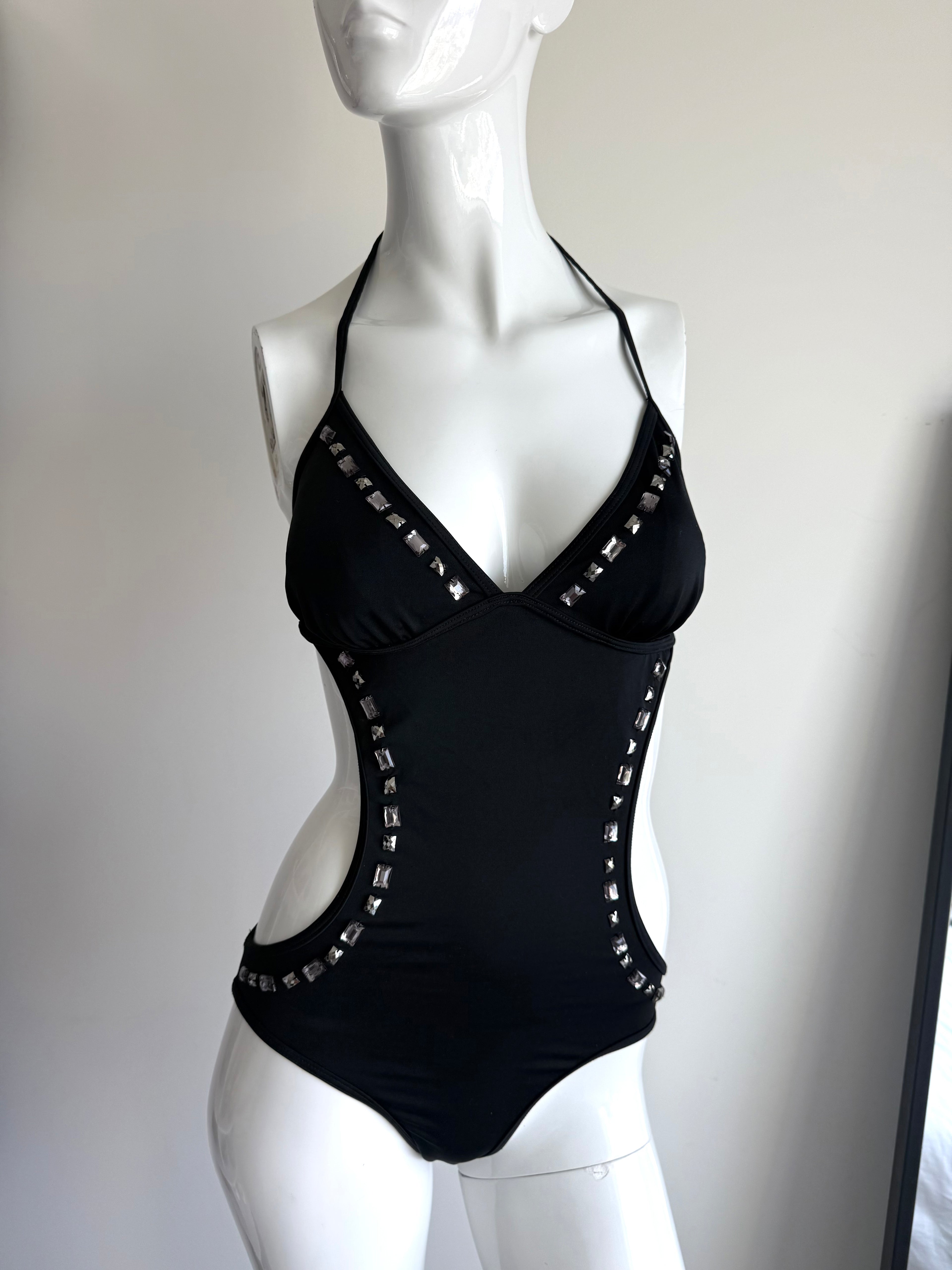 Dorothy Perkins Embellished Black Cutout Swimsuit
