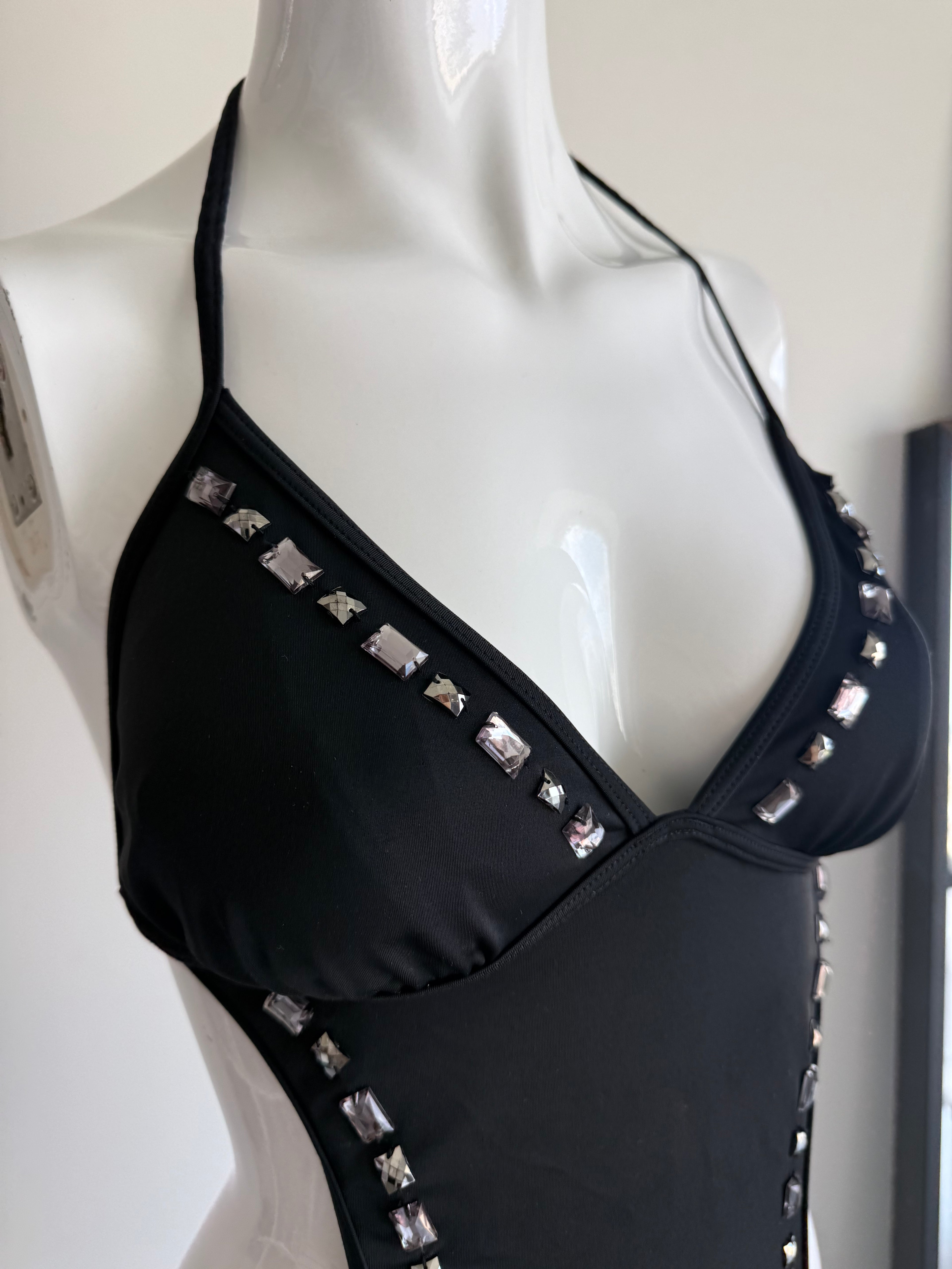 Dorothy Perkins Embellished Black Cutout Swimsuit
