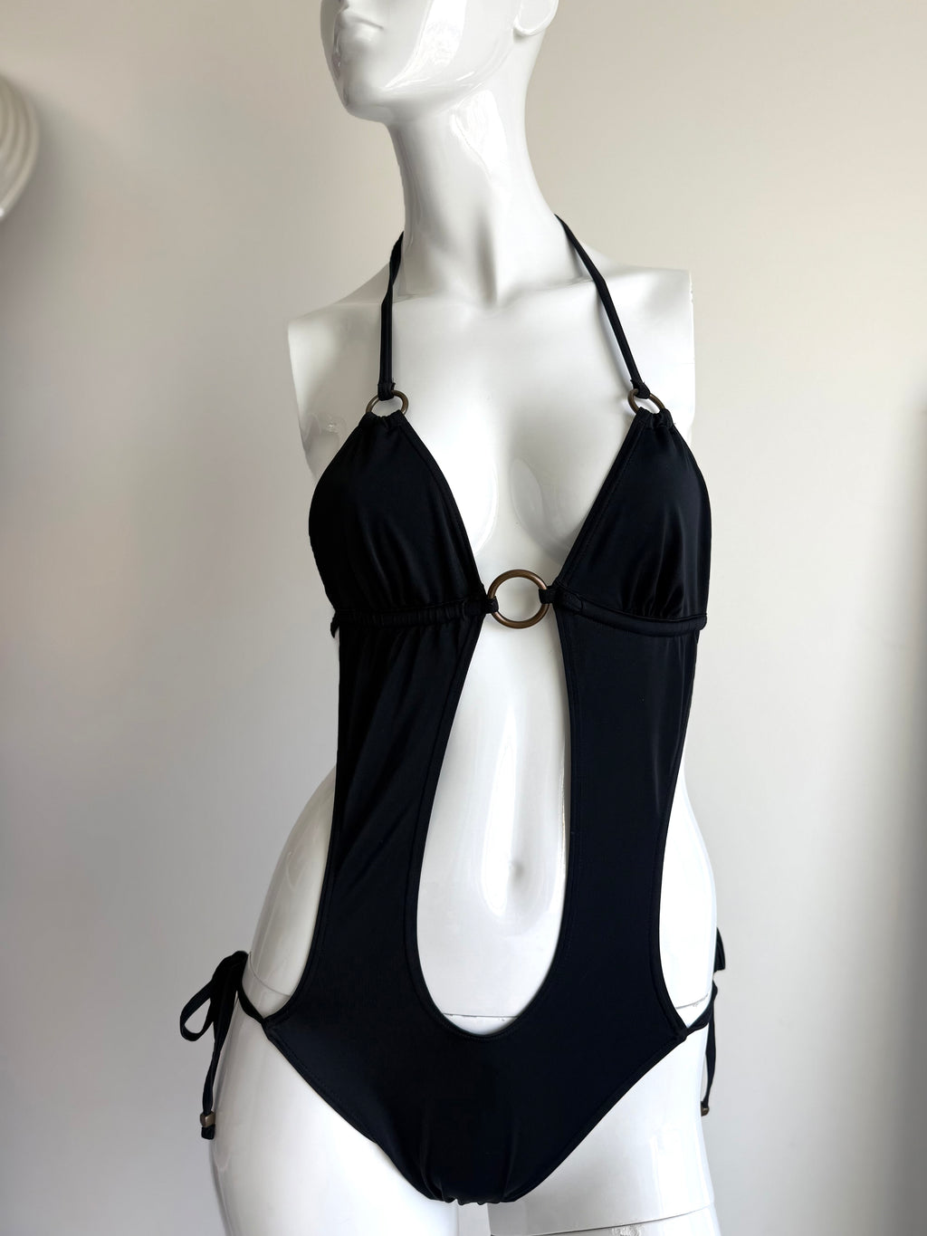 Miss Selfridge Black Cutout Swimsuit