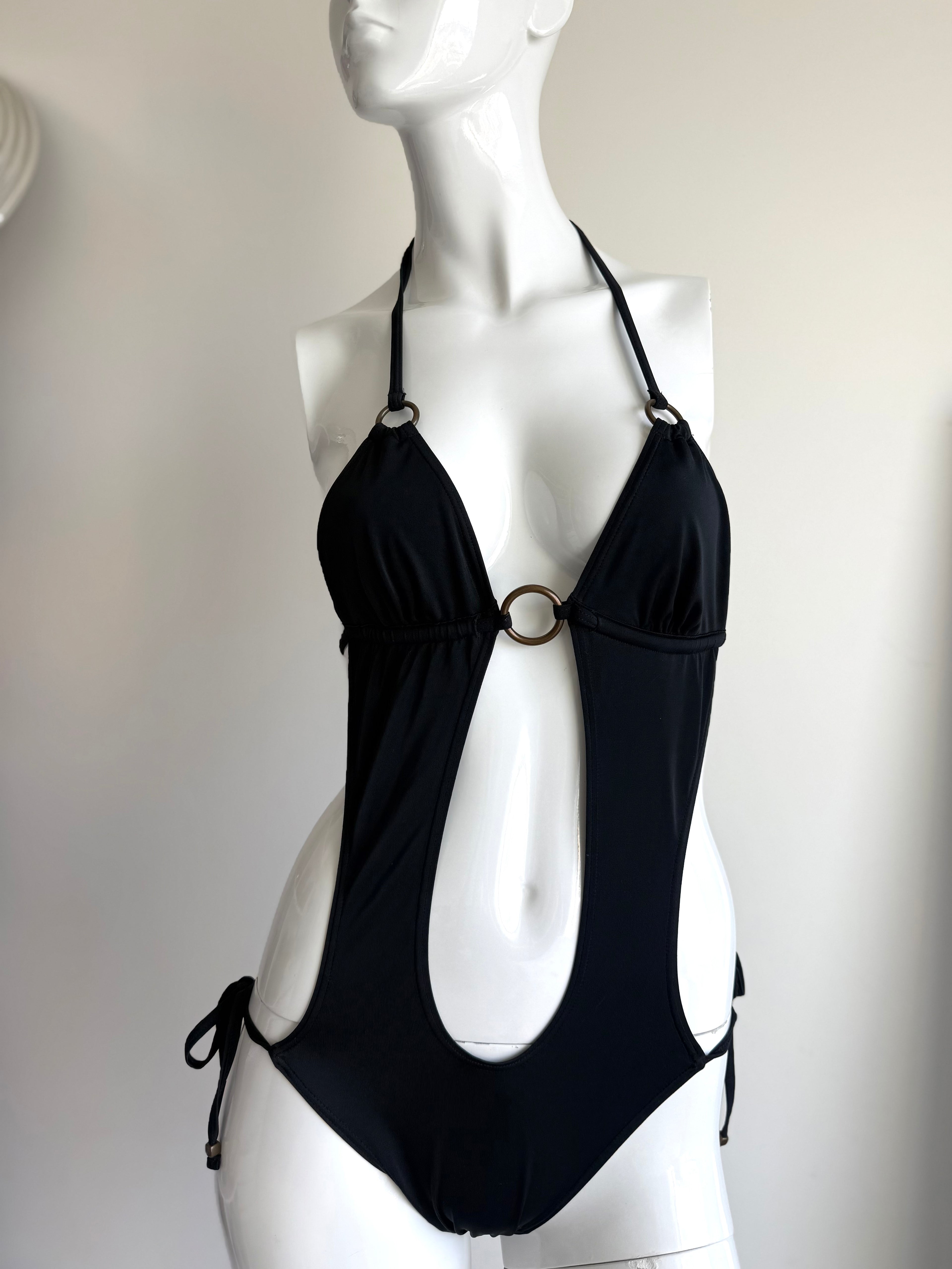 Miss Selfridge Black Cutout Swimsuit