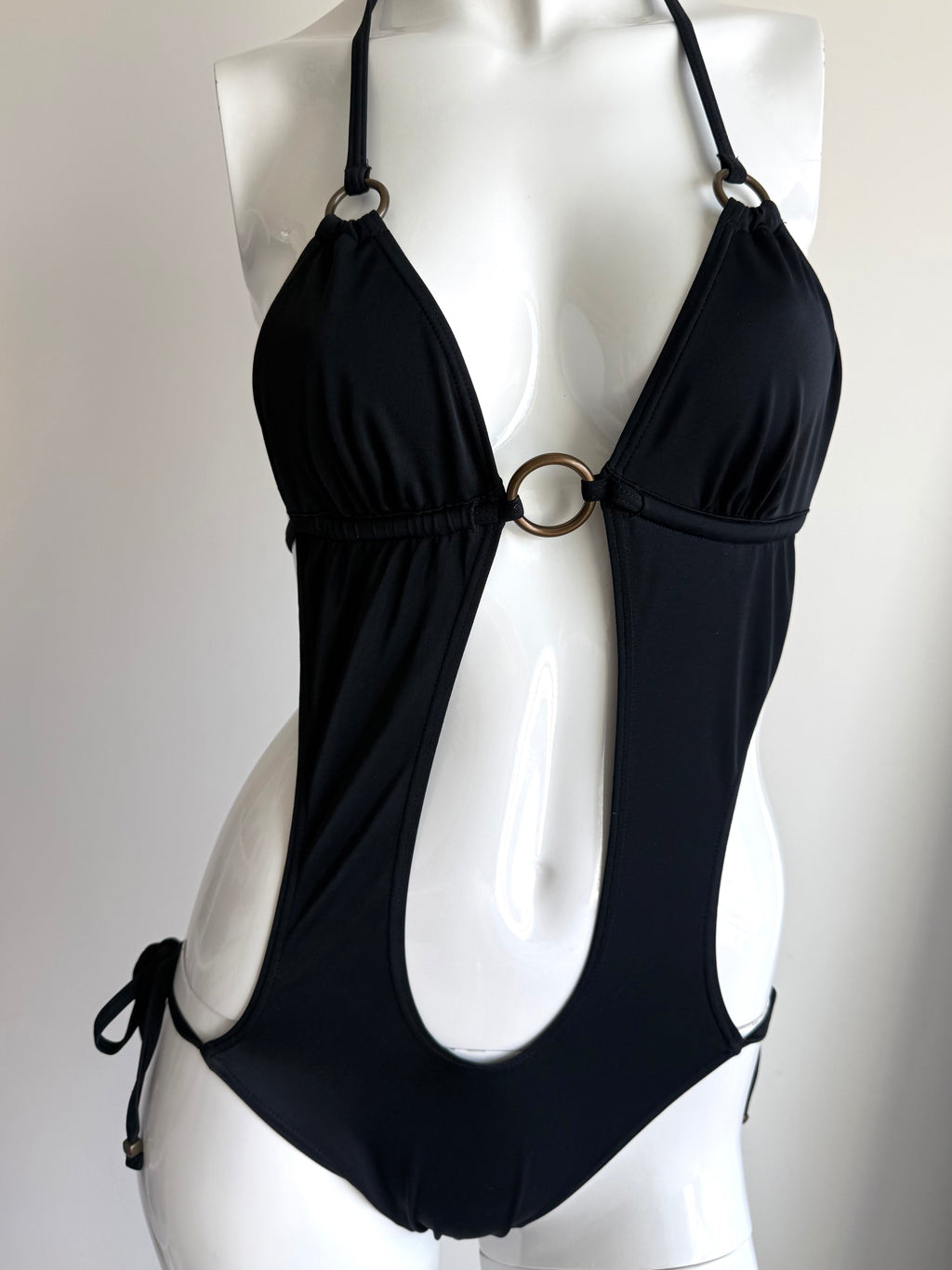 Miss Selfridge Black Cutout Swimsuit