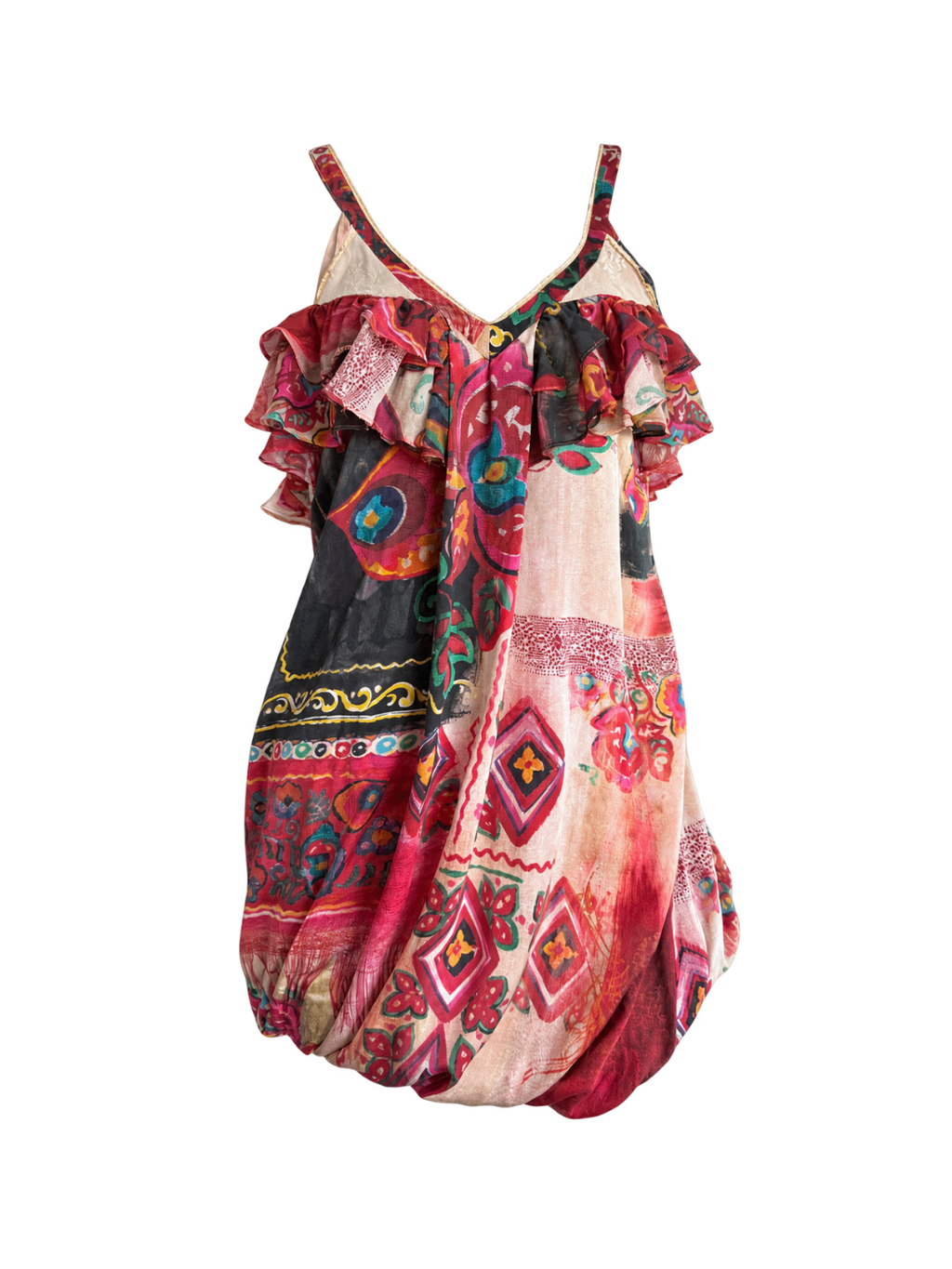 Galliano Printed Balloon Mini Dress