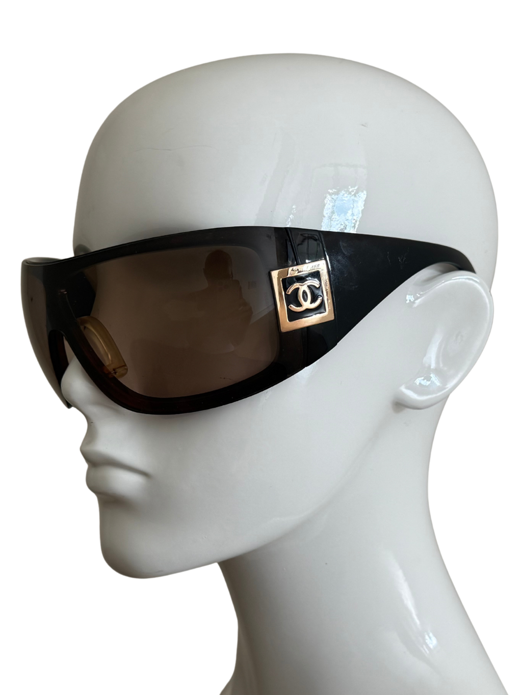 Chanel Oversized Ski Wraparound Sunglasses in Brown